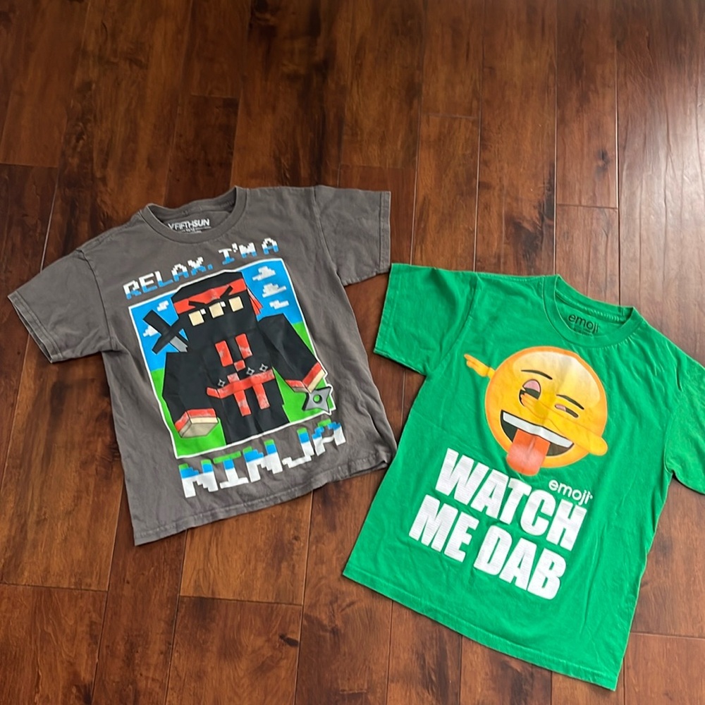 Boys graphic tee shirt bundle emoji and ninja